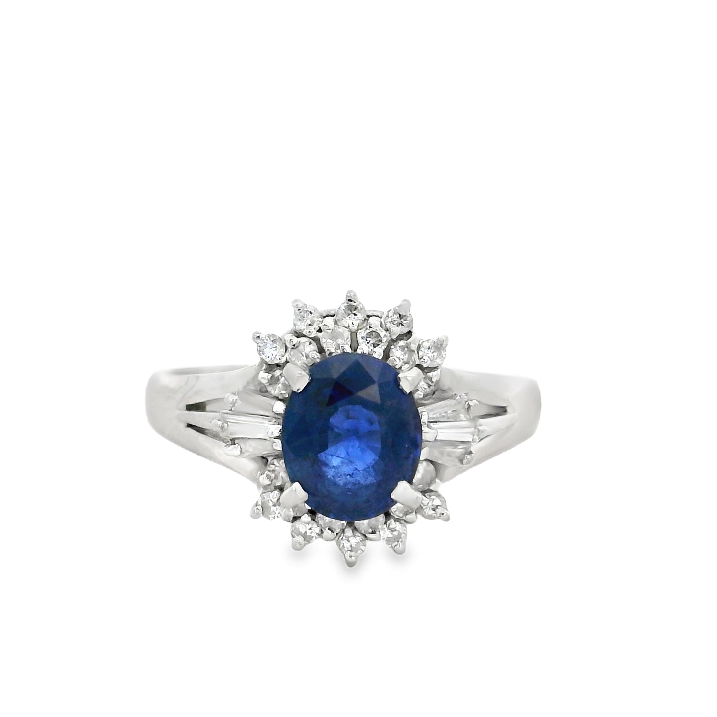 Platinum 1.13ct Sapphire and 0.24ct Diamond Ring