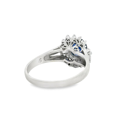 Platinum 1.13ct Sapphire and 0.24ct Diamond Ring