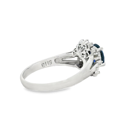 Platinum 1.13ct Sapphire and 0.24ct Diamond Ring
