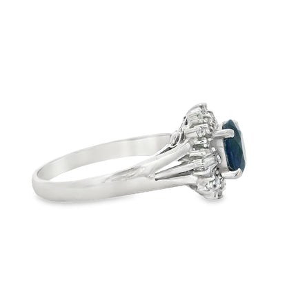 Platinum 1.13ct Sapphire and 0.24ct Diamond Ring