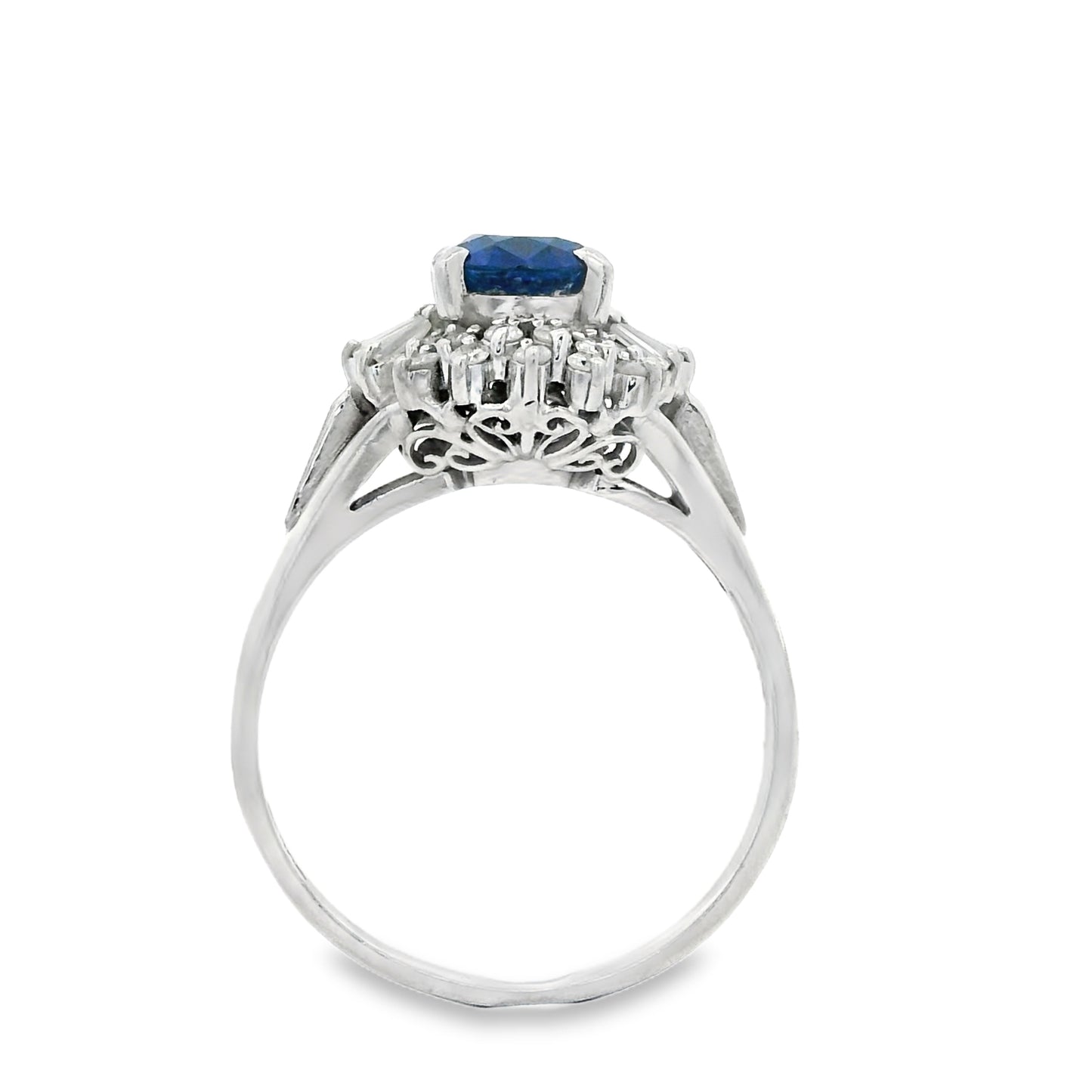 Platinum 1.13ct Sapphire and 0.24ct Diamond Ring