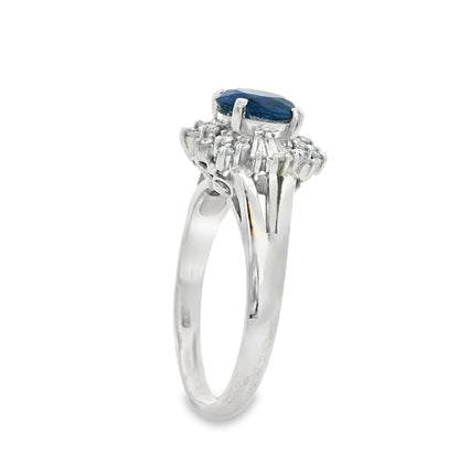 Platinum 1.13ct Sapphire and 0.24ct Diamond Ring
