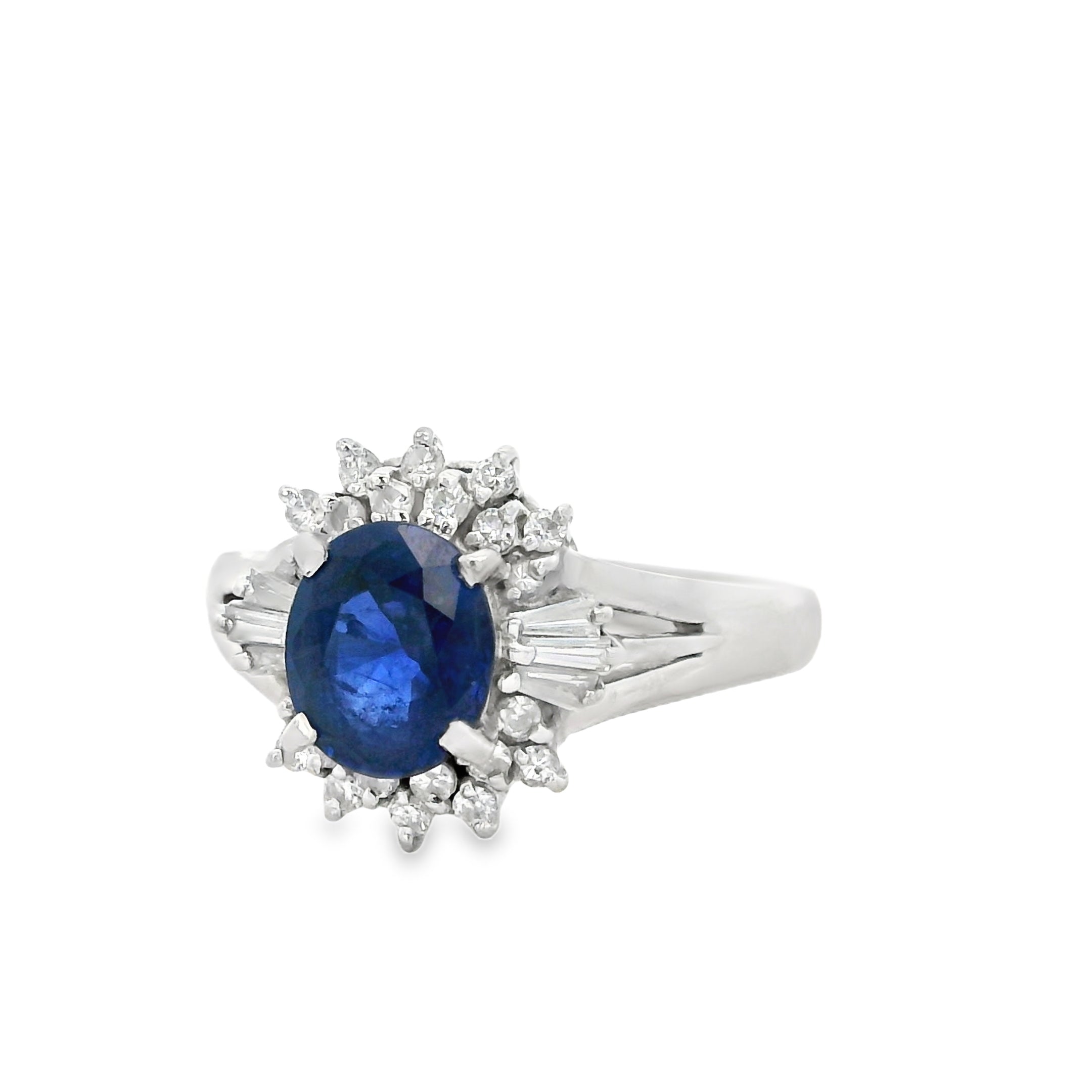 Platinum 1.13ct Sapphire and 0.24ct Diamond Ring