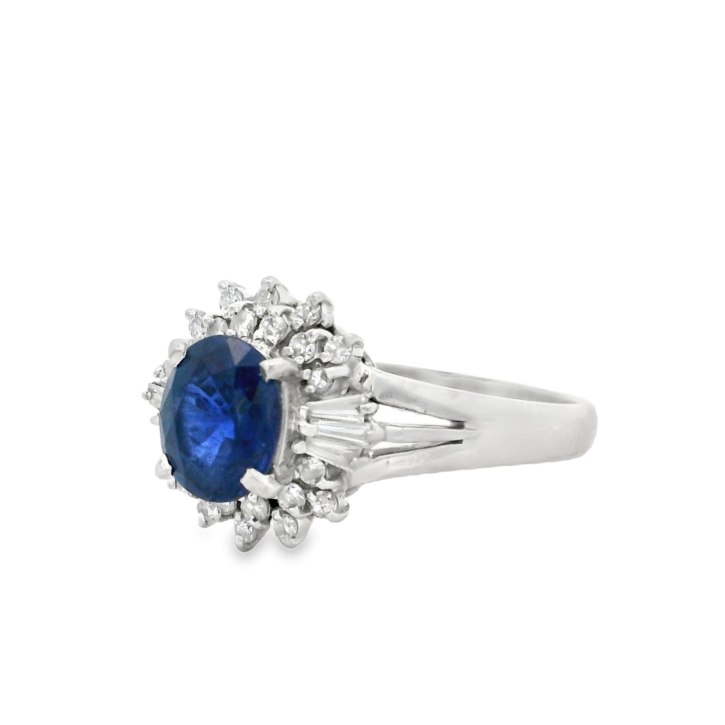 Platinum 1.13ct Sapphire and 0.24ct Diamond Ring