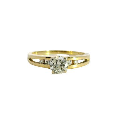14k Yellow Gold 0.50ct Round Brilliant Diamond Ring with 0.04ctw Accent Diamonds