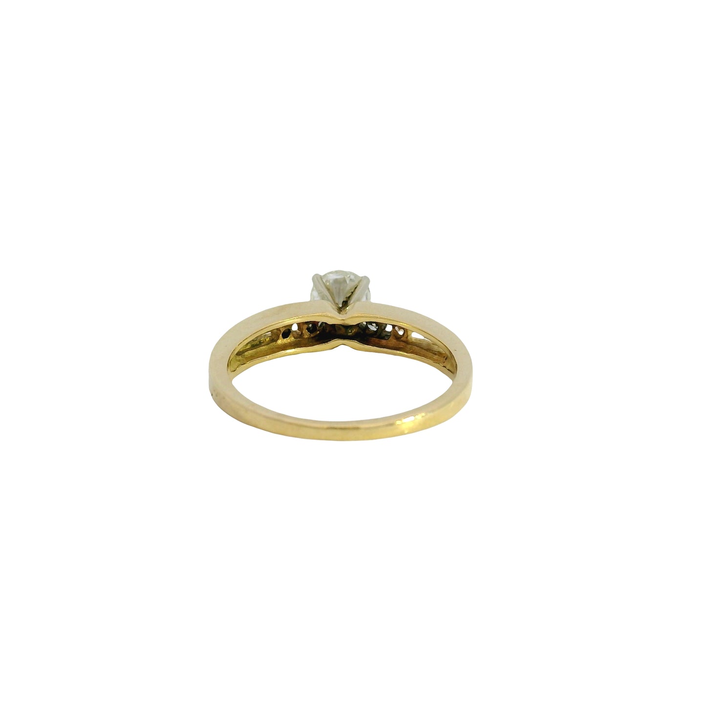 14k Yellow Gold 0.50ct Round Brilliant Diamond Ring with 0.04ctw Accent Diamonds