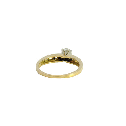 14k Yellow Gold 0.50ct Round Brilliant Diamond Ring with 0.04ctw Accent Diamonds