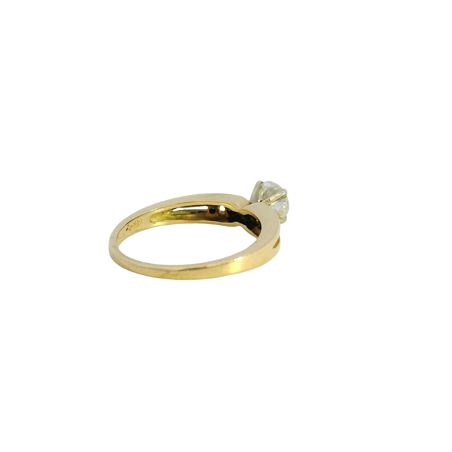 14k Yellow Gold 0.50ct Round Brilliant Diamond Ring with 0.04ctw Accent Diamonds