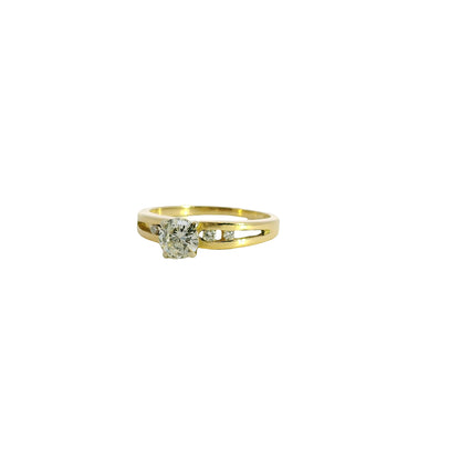 14k Yellow Gold 0.50ct Round Brilliant Diamond Ring with 0.04ctw Accent Diamonds