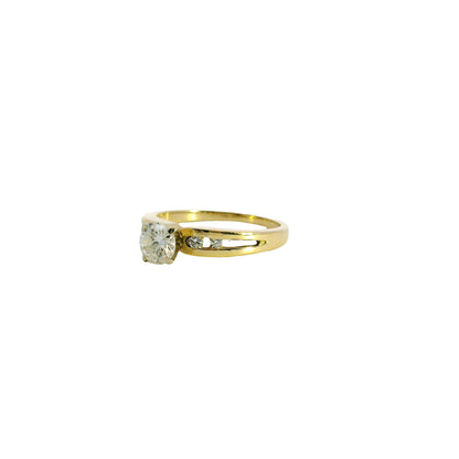 14k Yellow Gold 0.50ct Round Brilliant Diamond Ring with 0.04ctw Accent Diamonds