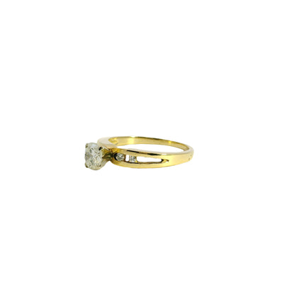 14k Yellow Gold 0.50ct Round Brilliant Diamond Ring with 0.04ctw Accent Diamonds
