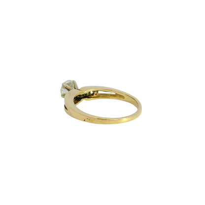14k Yellow Gold 0.50ct Round Brilliant Diamond Ring with 0.04ctw Accent Diamonds