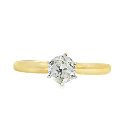 14k Yellow Gold 0.44ct Round Brilliant Cut Diamond Solitaire Engagement Ring