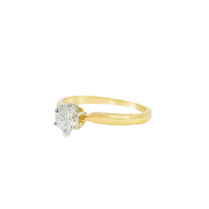 14k Yellow Gold 0.44ct Round Brilliant Cut Diamond Solitaire Engagement Ring