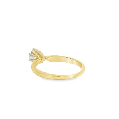 14k Yellow Gold 0.44ct Round Brilliant Cut Diamond Solitaire Engagement Ring