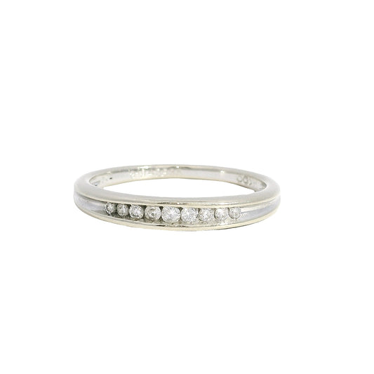 14k White Gold 0.09ctw Round Brilliant Cut Diamond Channel-Set Ring