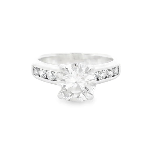 14k White Gold Gabriel &Co 1.6ct Natural Round Brilliant Cut Engagement Ring
