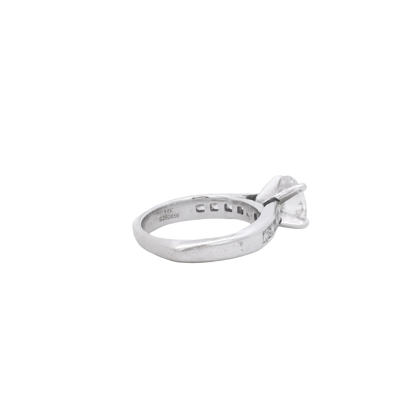 14k White Gold Gabriel &Co 1.6ct Natural Round Brilliant Cut Engagement Ring