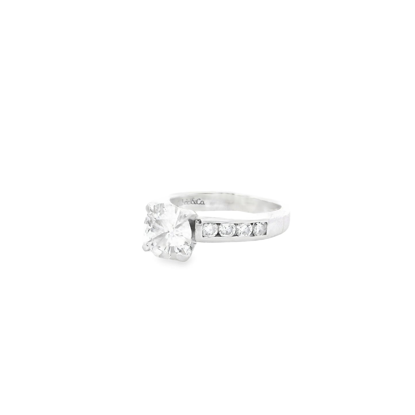 14k White Gold Gabriel &Co 1.6ct Natural Round Brilliant Cut Engagement Ring