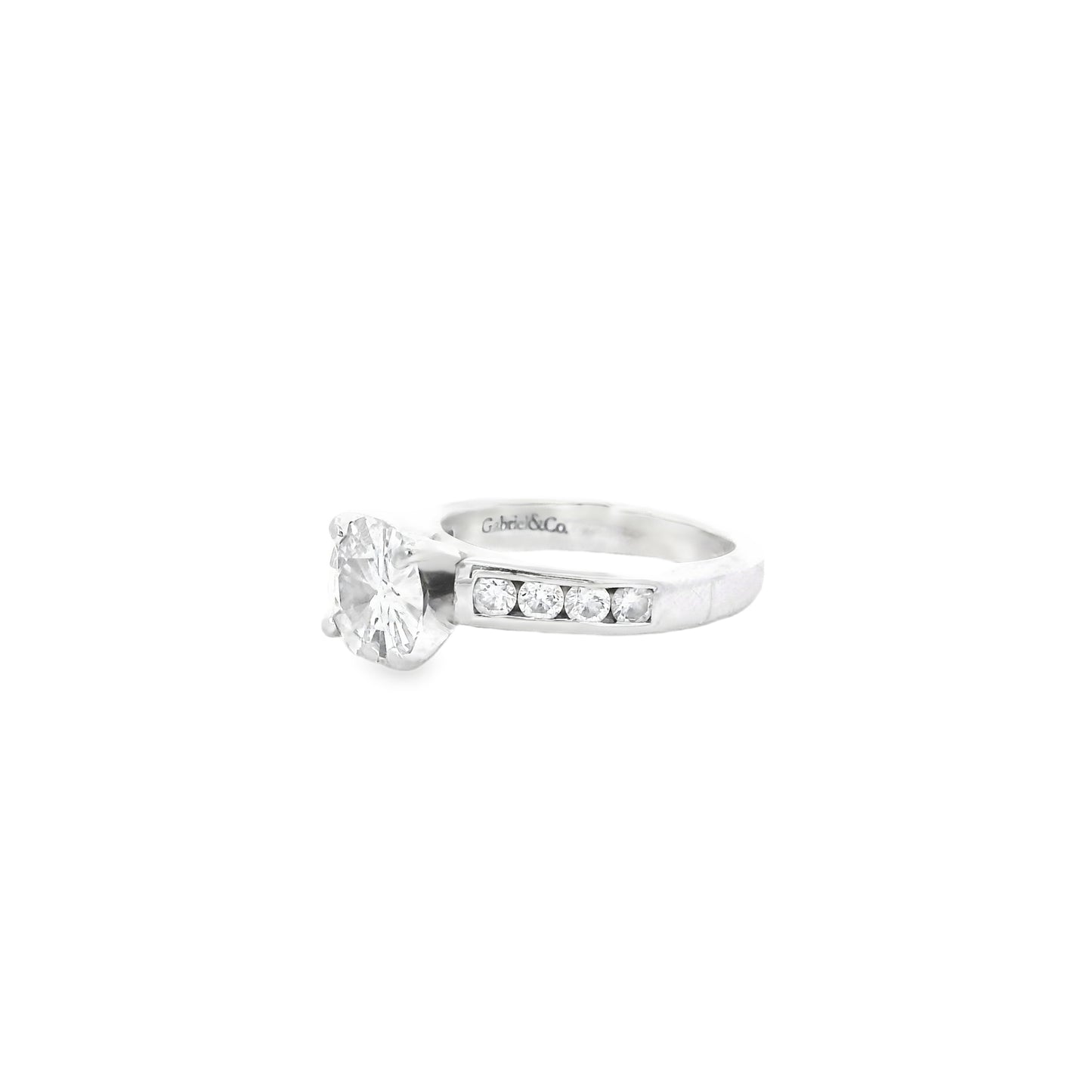 14k White Gold Gabriel &Co 1.6ct Natural Round Brilliant Cut Engagement Ring