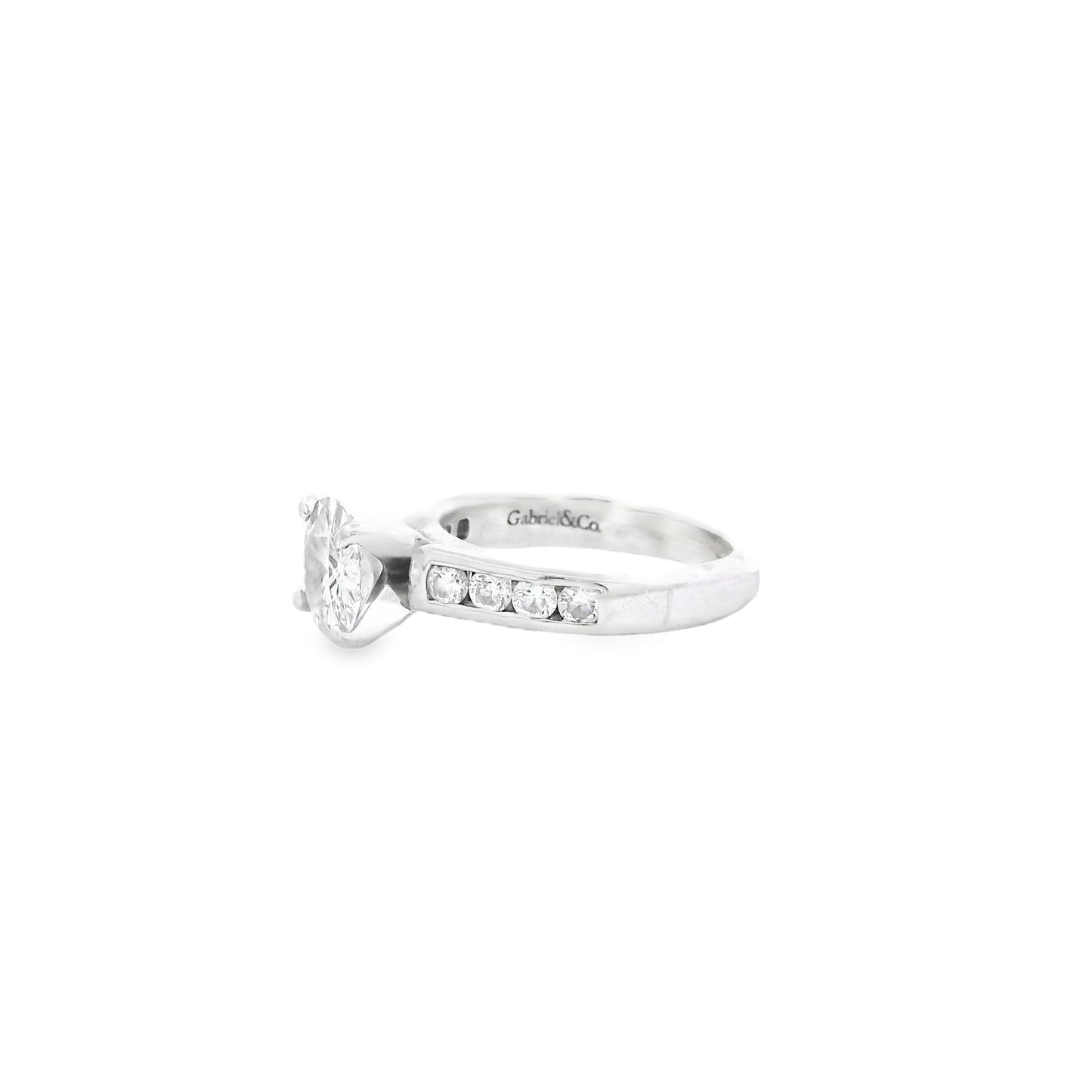 14k White Gold Gabriel &Co 1.6ct Natural Round Brilliant Cut Engagement Ring