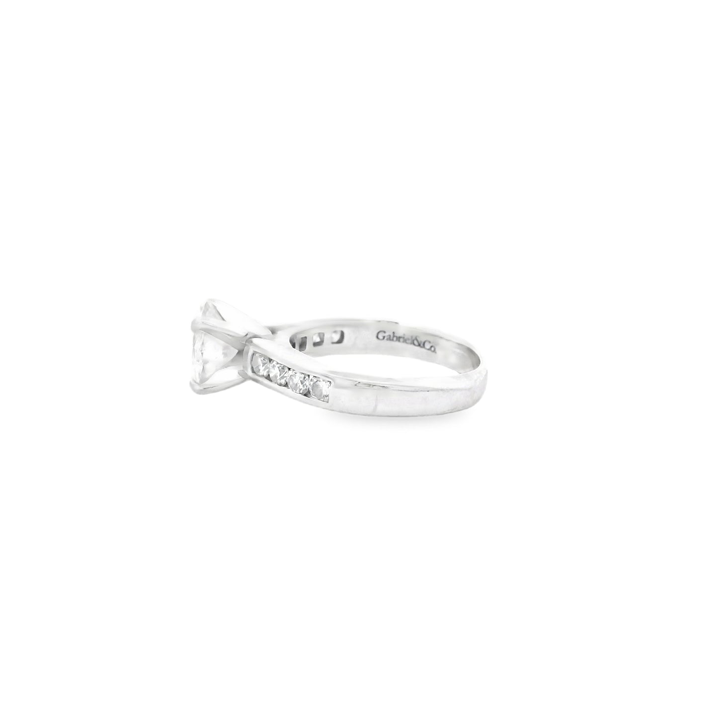 14k White Gold Gabriel &Co 1.6ct Natural Round Brilliant Cut Engagement Ring