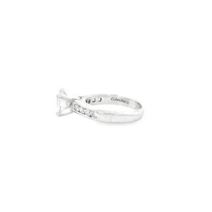 14k White Gold Gabriel &Co 1.6ct Natural Round Brilliant Cut Engagement Ring