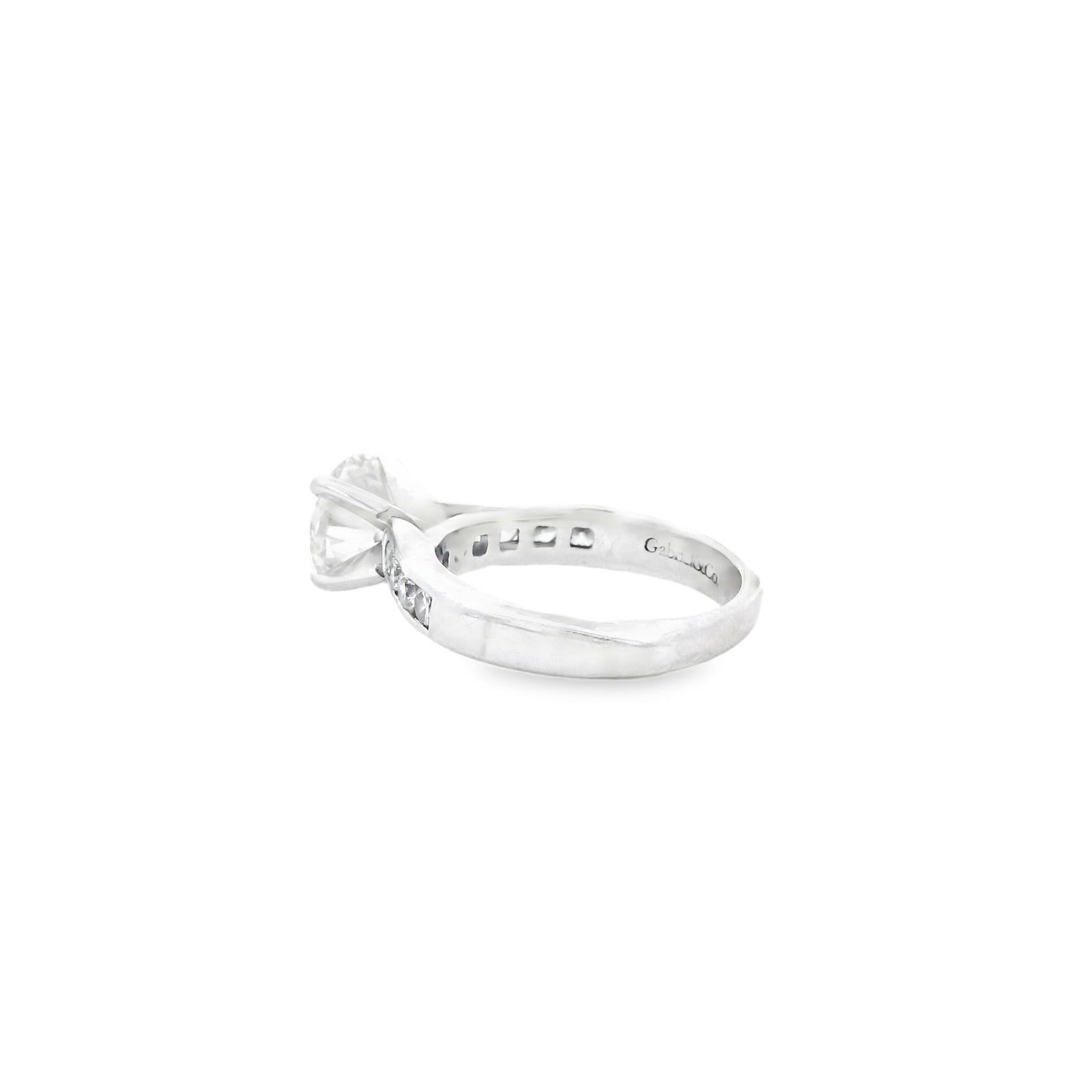 14k White Gold Gabriel &Co 1.6ct Natural Round Brilliant Cut Engagement Ring