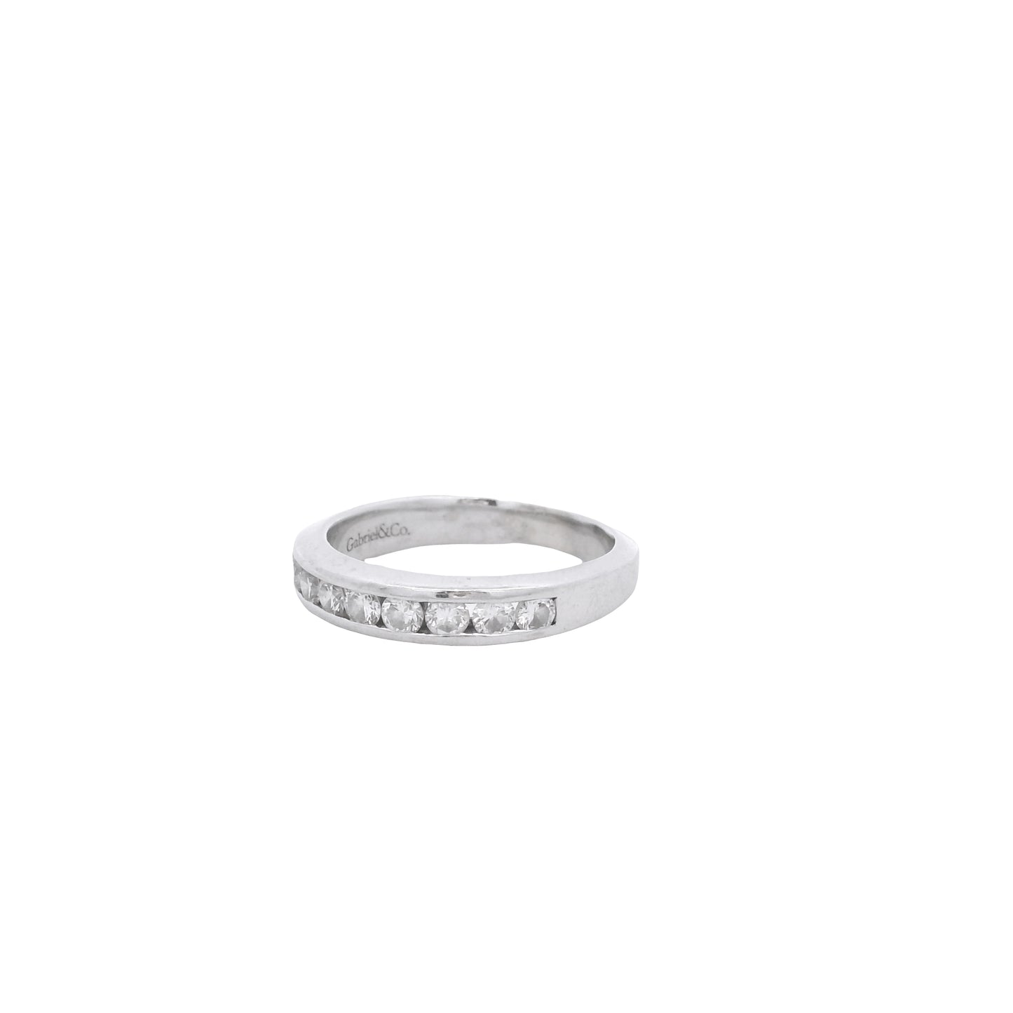 14k White Gold Gabriel &Co 0.54ctw Round Brilliant Cut Diamond Channel-Set Ring