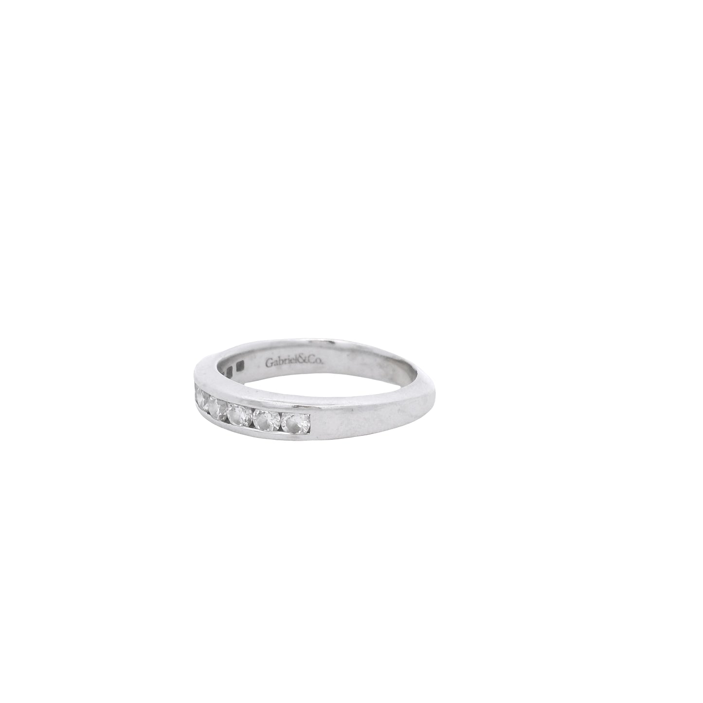 14k White Gold Gabriel &Co 0.54ctw Round Brilliant Cut Diamond Channel-Set Ring
