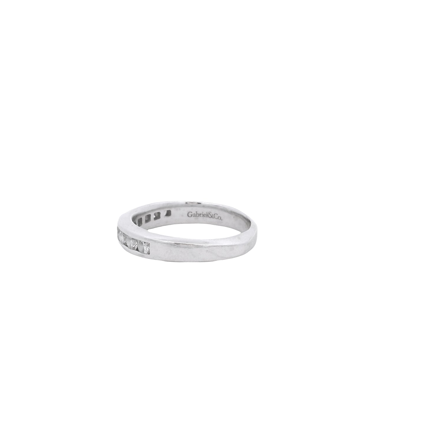 14k White Gold Gabriel &Co 0.54ctw Round Brilliant Cut Diamond Channel-Set Ring