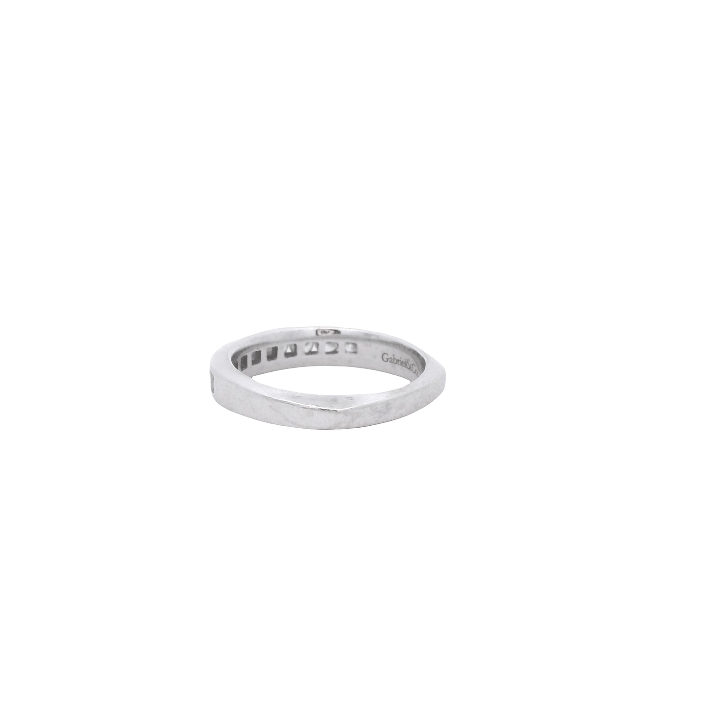 14k White Gold Gabriel &Co 0.54ctw Round Brilliant Cut Diamond Channel-Set Ring