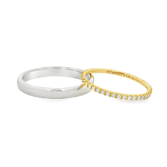 Tiffany &Co 18k Yellow Gold and Platinum 0.21ct Wedding Band Ring