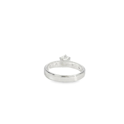 14k White Gold 0.88ctw Natural Round Brilliant Diamond with Stars Ring