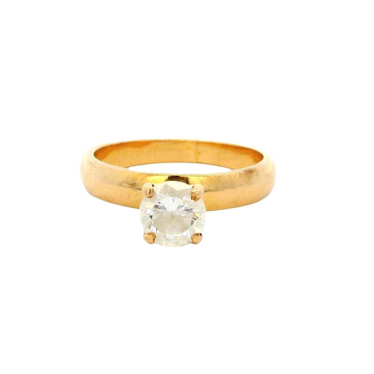 18k Yellow Gold 0.75ct Solitaire Ring Featuring a Round Cut Diamond