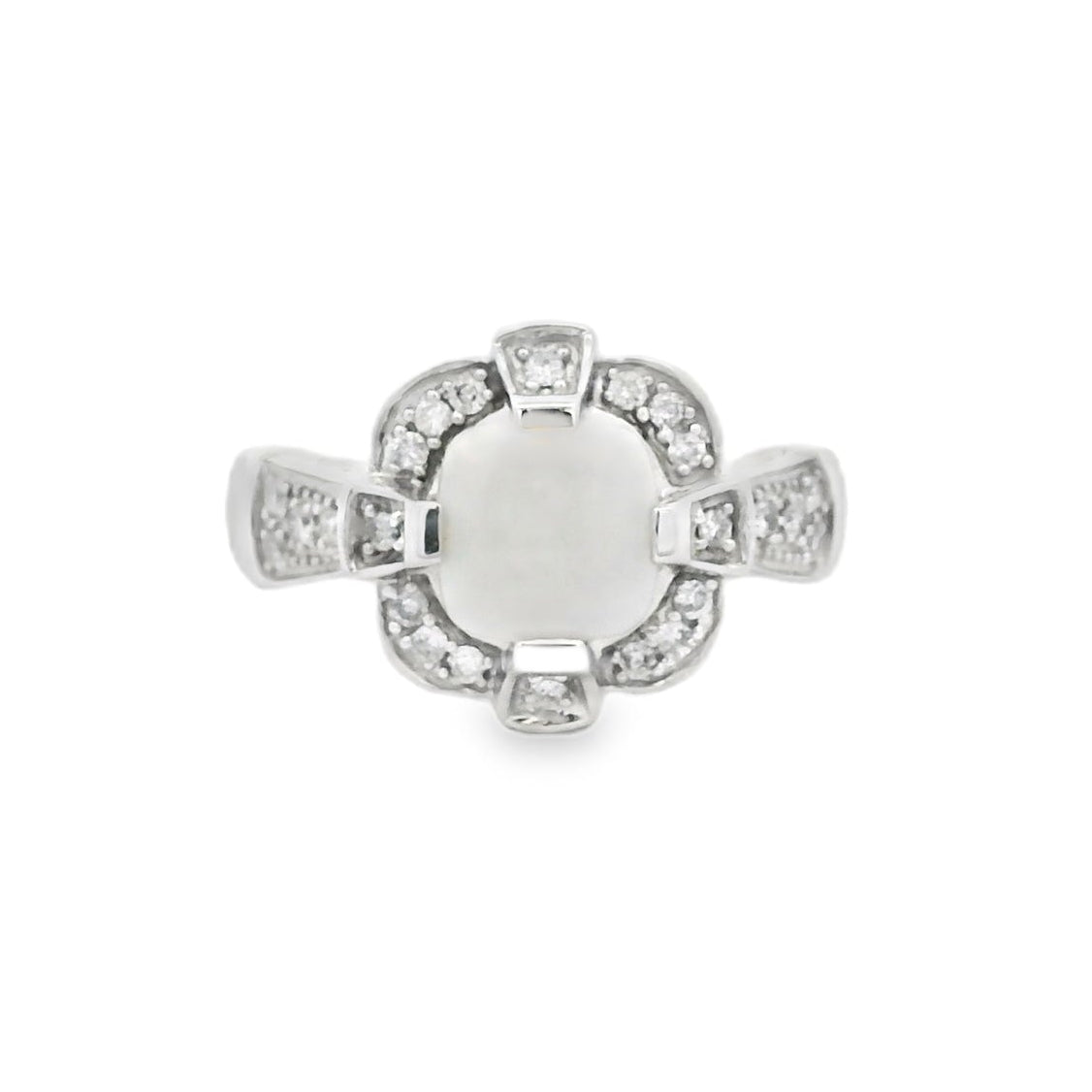 10k White Gold 1.25ct Natural Ethiopian Opal and Diamonds Ring