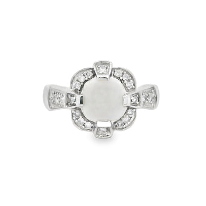10k White Gold 1.25ct Natural Ethiopian Opal and Diamonds Ring