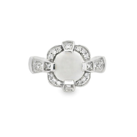 10k White Gold 1.25ct Natural Ethiopian Opal and Diamonds Ring