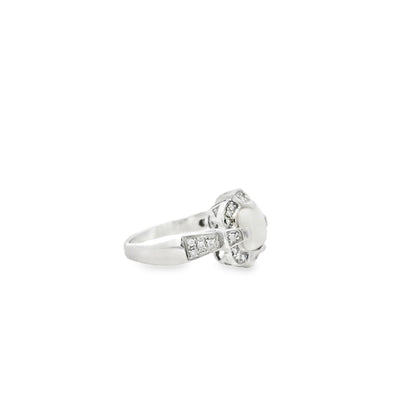 10k White Gold 1.25ct Natural Ethiopian Opal and Diamonds Ring