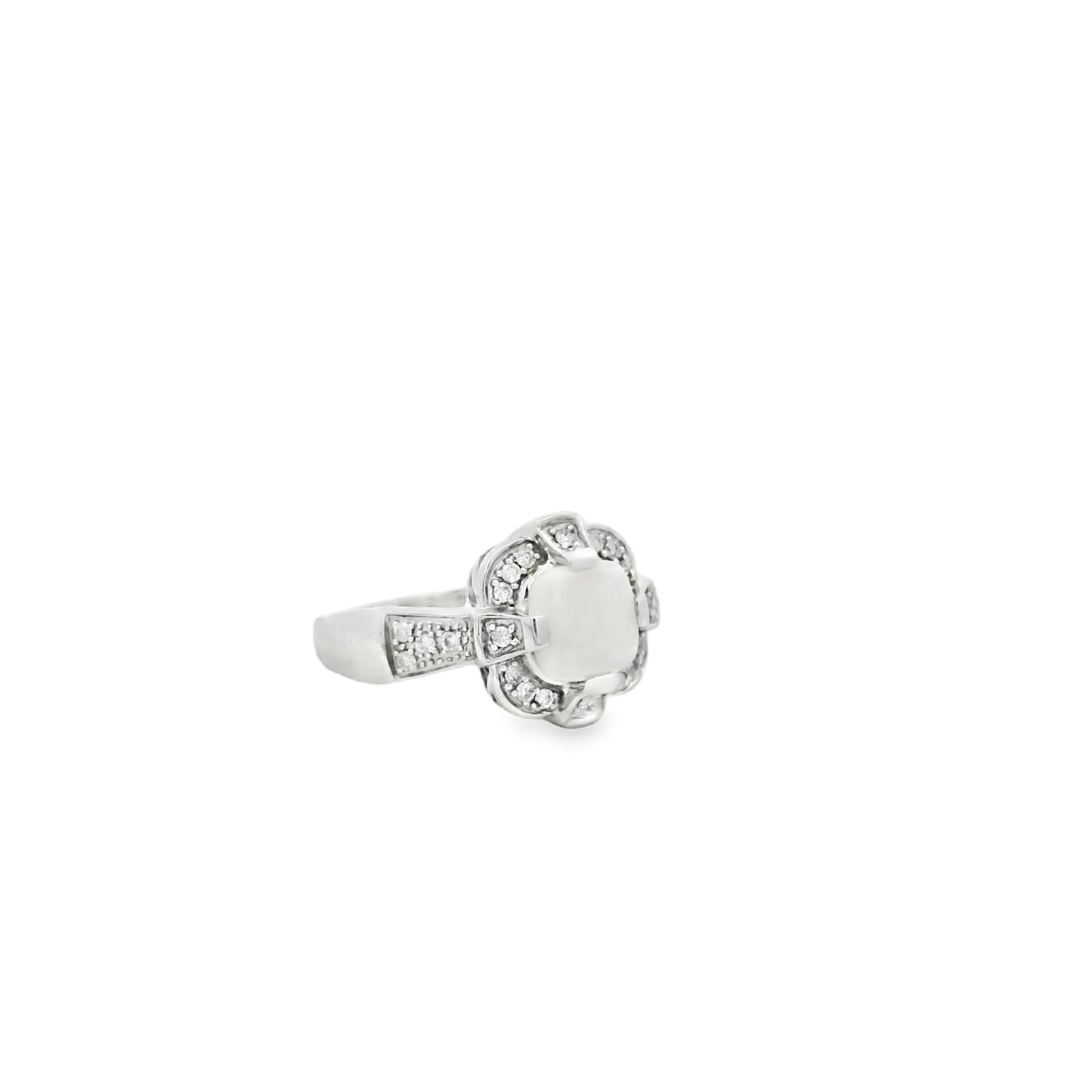 10k White Gold 1.25ct Natural Ethiopian Opal and Diamonds Ring