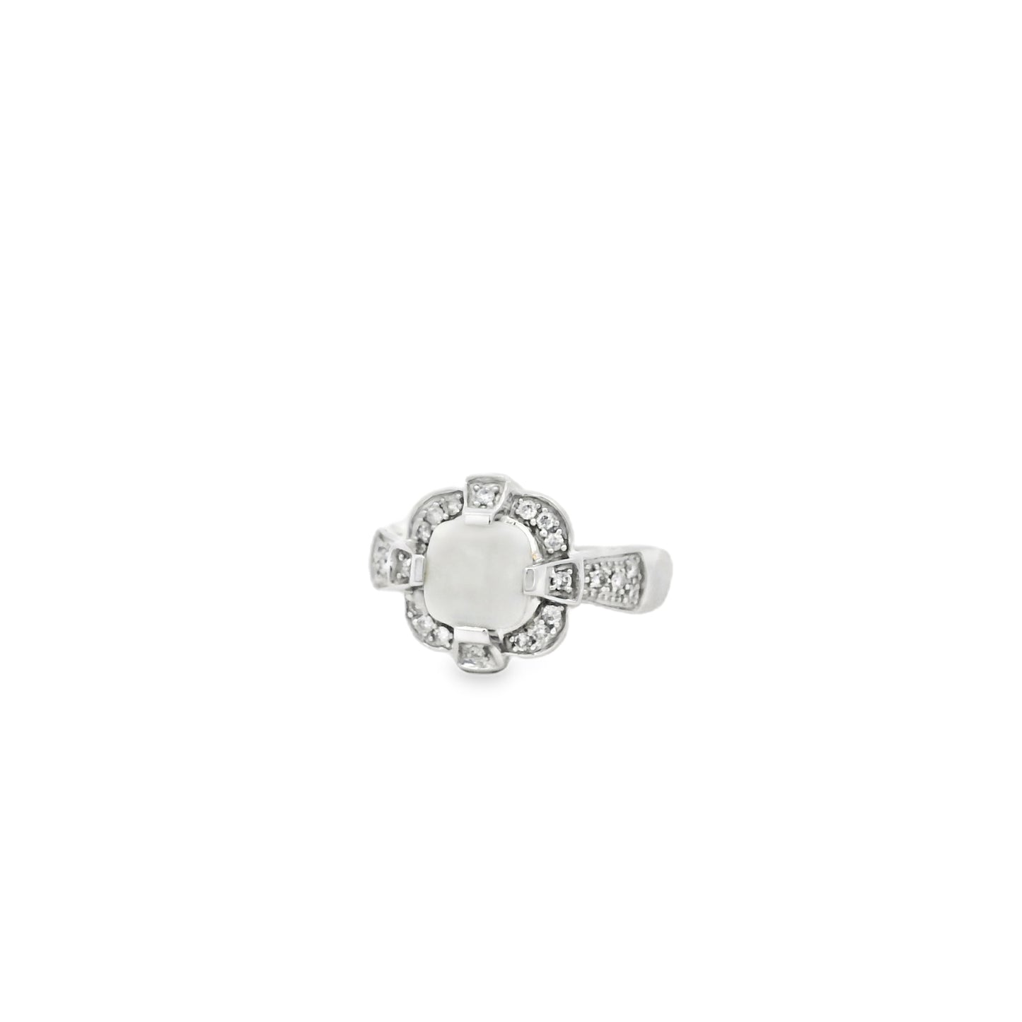 10k White Gold 1.25ct Natural Ethiopian Opal and Diamonds Ring