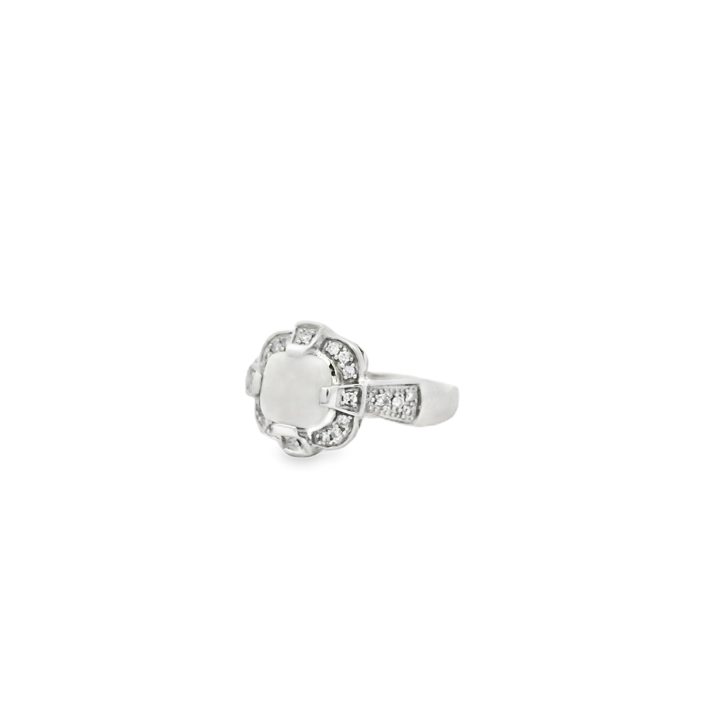 10k White Gold 1.25ct Natural Ethiopian Opal and Diamonds Ring