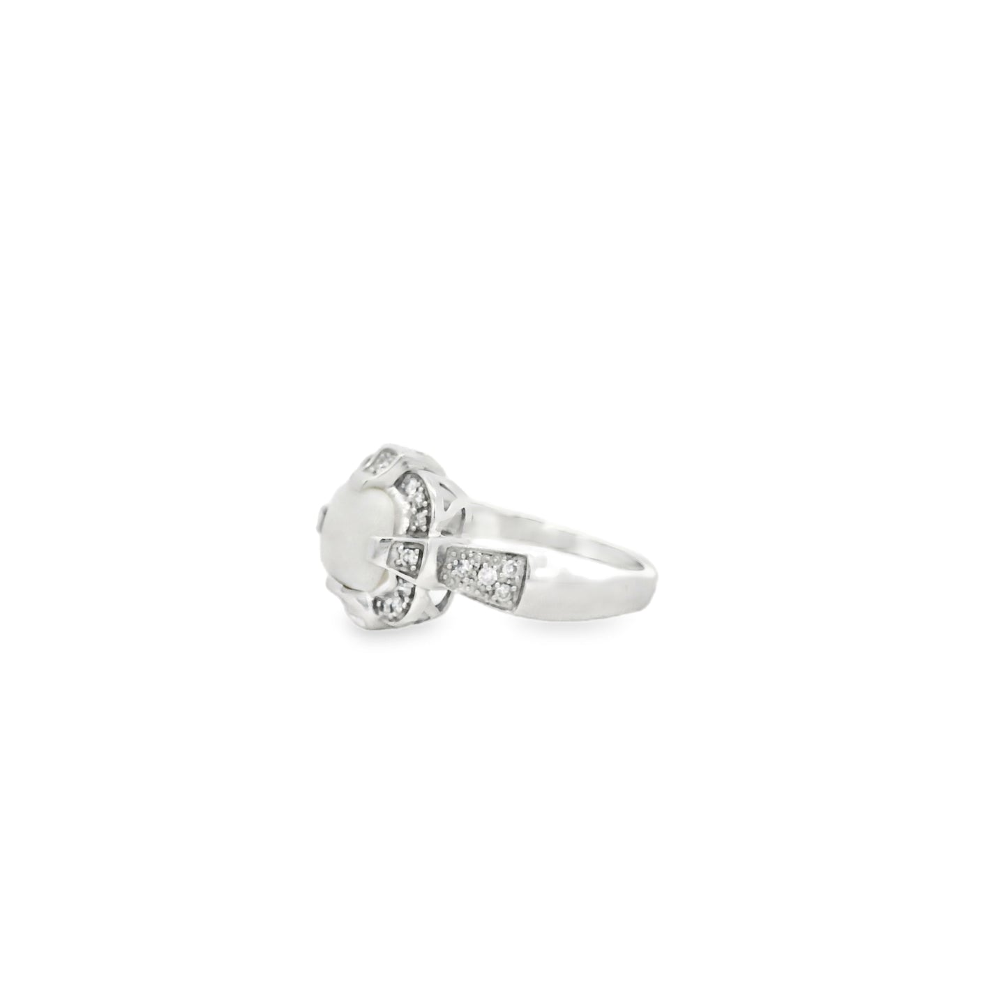 10k White Gold 1.25ct Natural Ethiopian Opal and Diamonds Ring