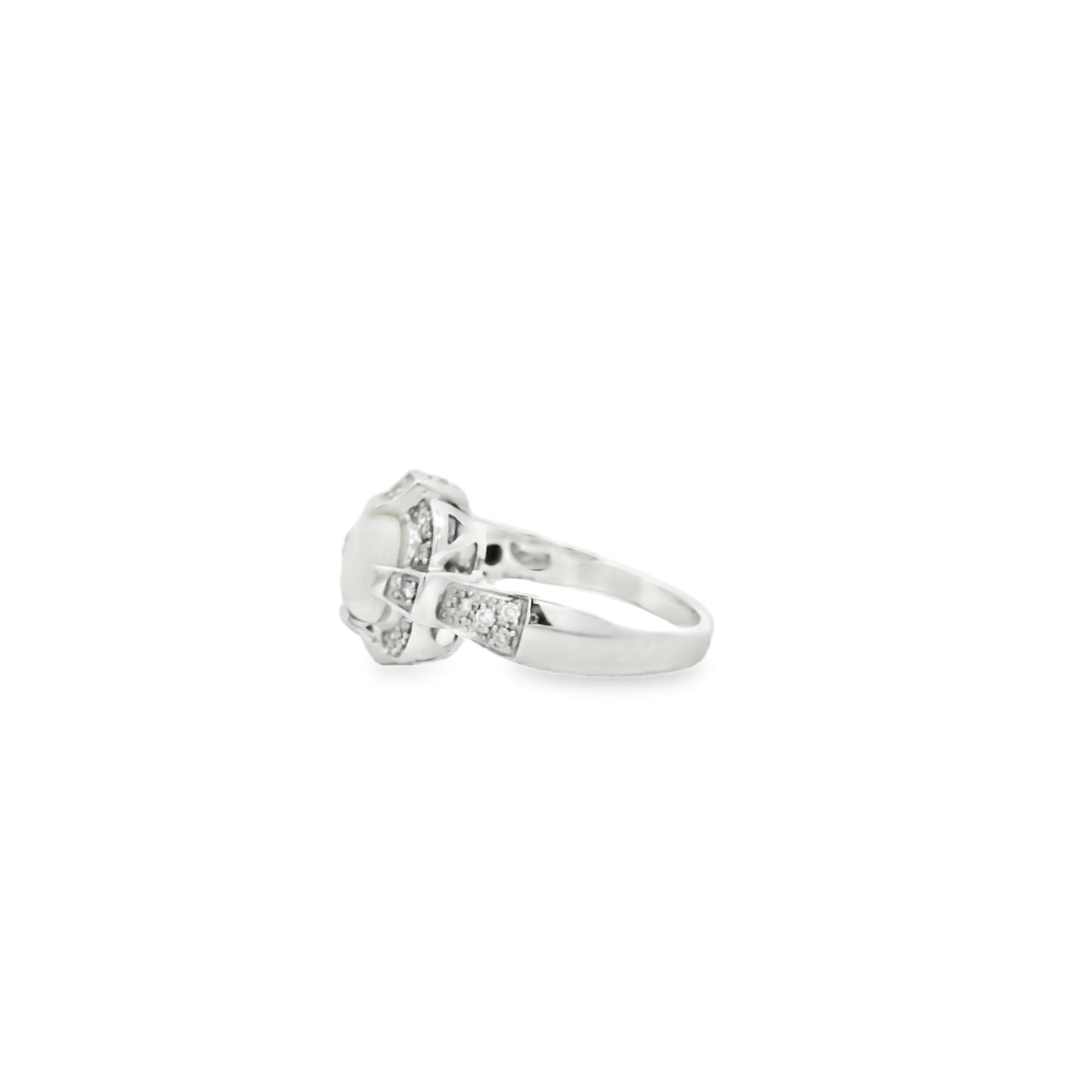 10k White Gold 1.25ct Natural Ethiopian Opal and Diamonds Ring