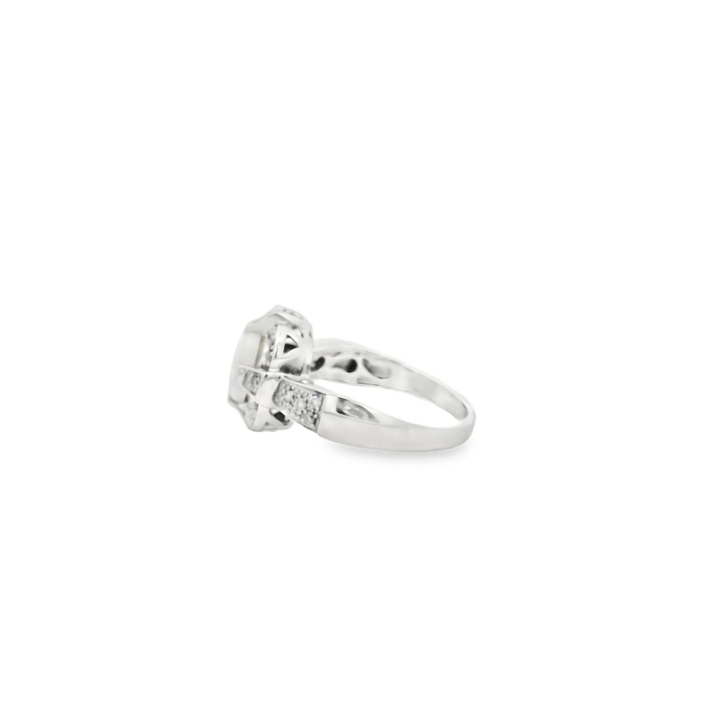 10k White Gold 1.25ct Natural Ethiopian Opal and Diamonds Ring