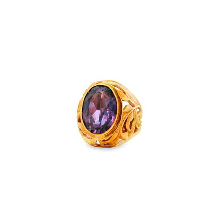 Vintage Floral Desing 14ctw Amethyst Ring