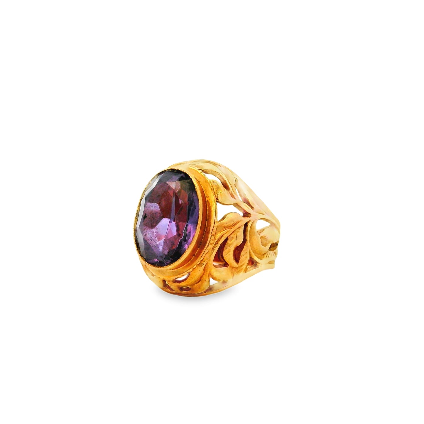 Vintage Floral Desing 14ctw Amethyst Ring