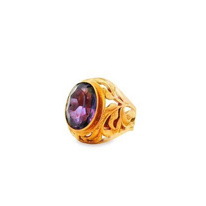 Vintage Floral Desing 14ctw Amethyst Ring