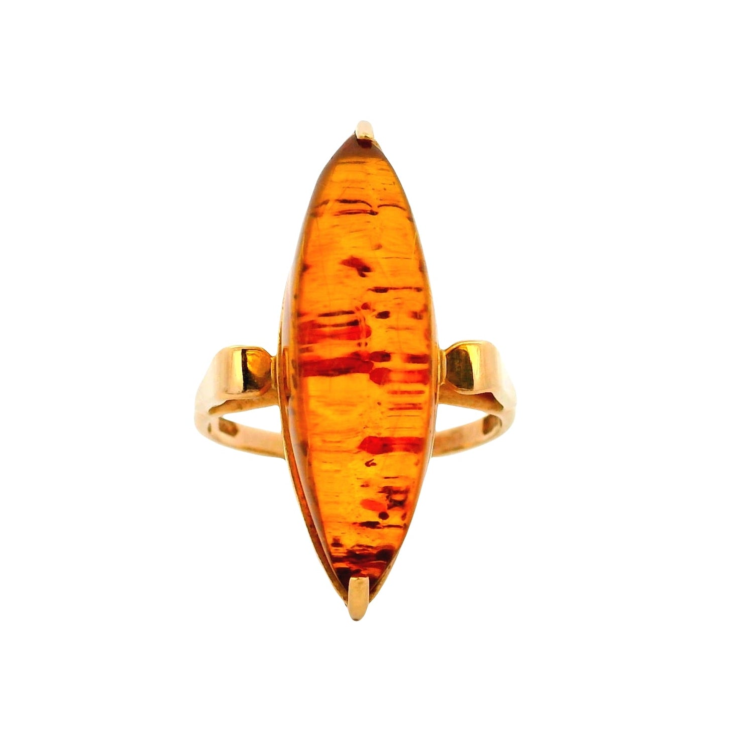 Vintage 14k Yellow Gold Amber Marquise Ring