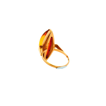 Vintage 14k Yellow Gold Amber Marquise Ring